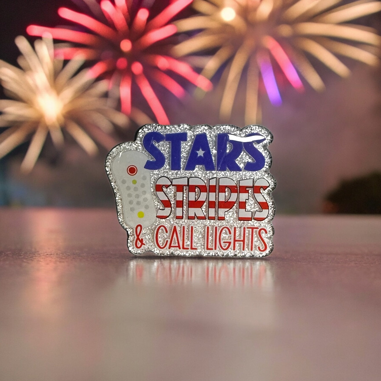 Stars, Stripes & Call Lights Badge Reel