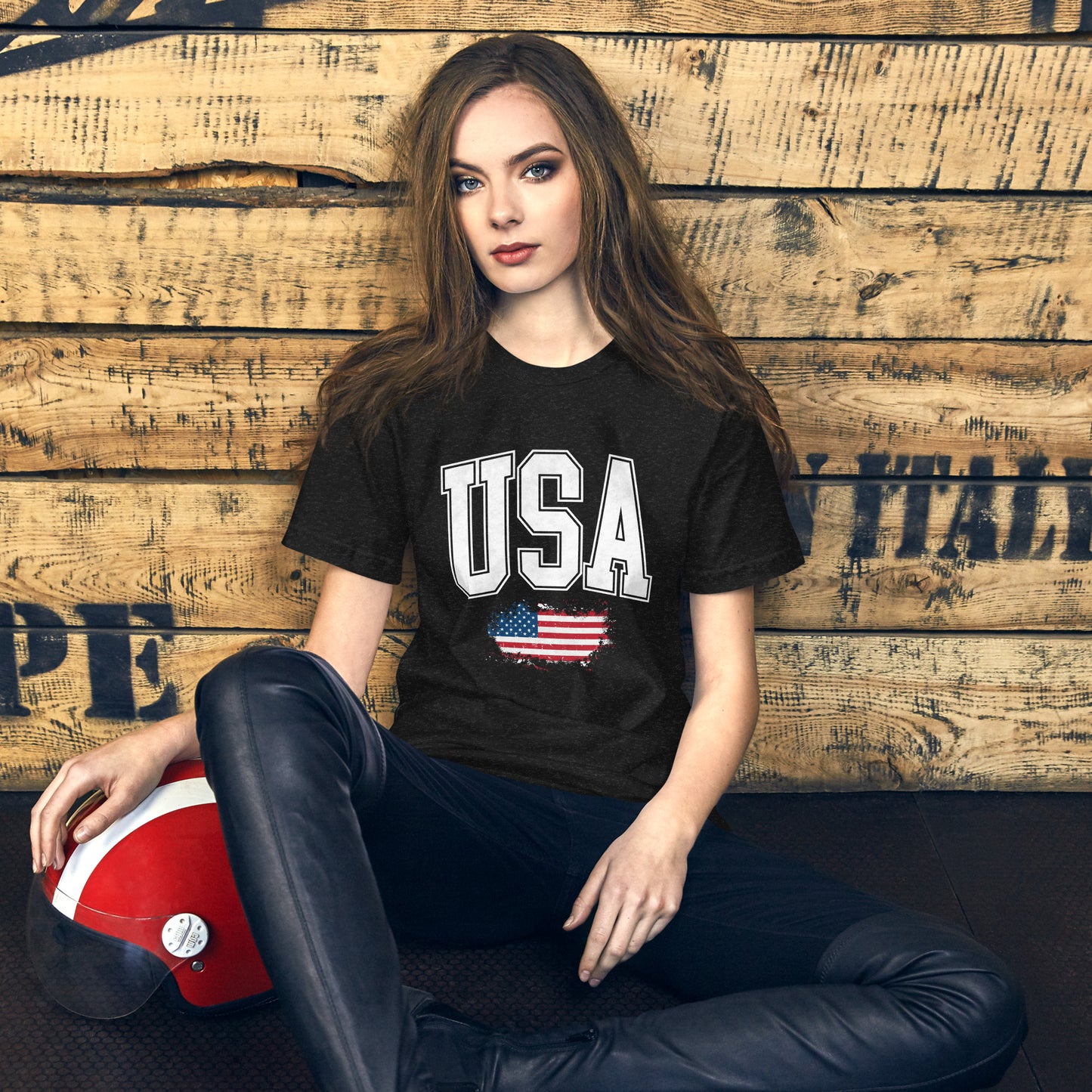 USA with Flag Unisex Tee